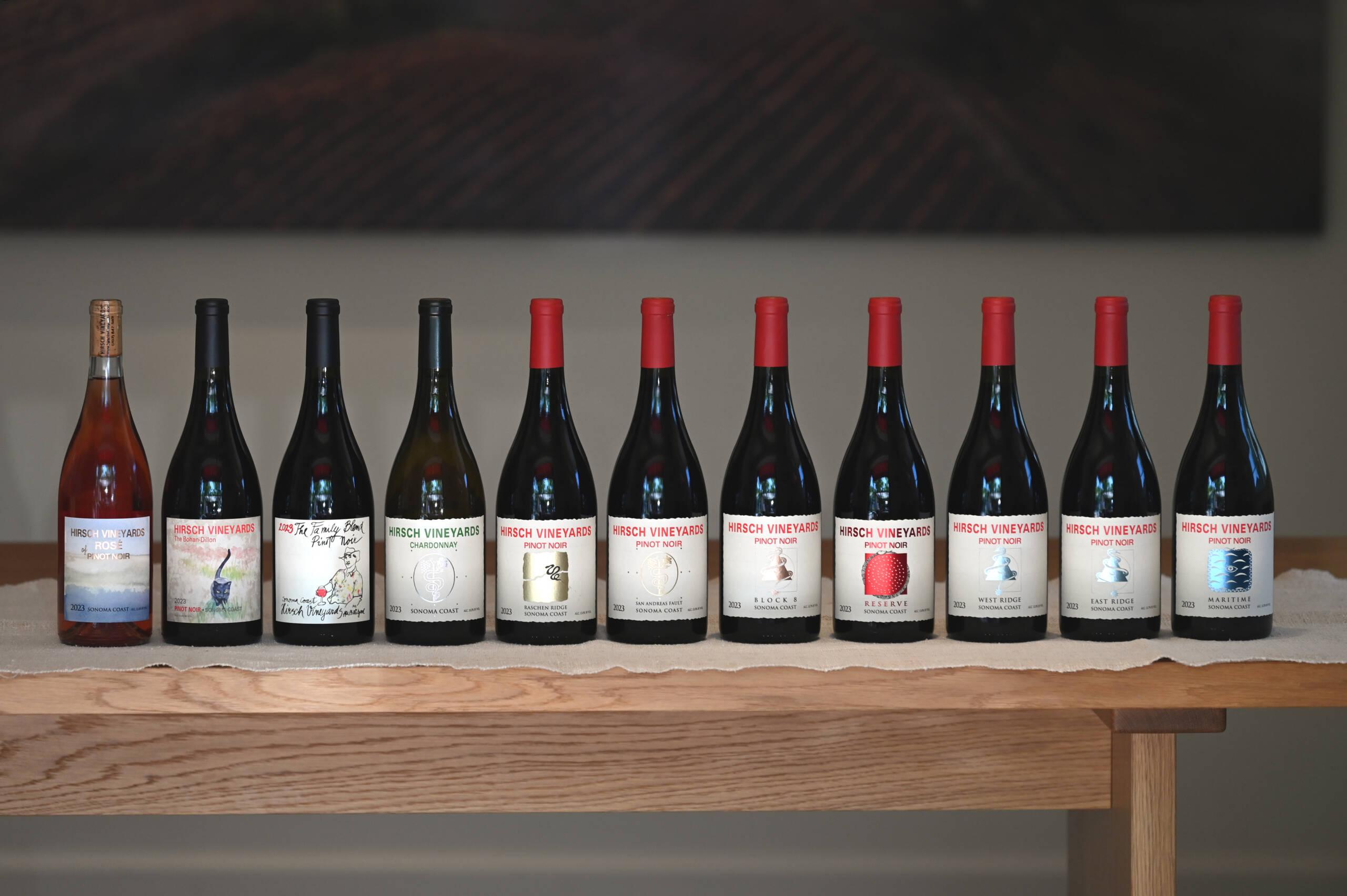 Hirsch Wine Bottles on Table
